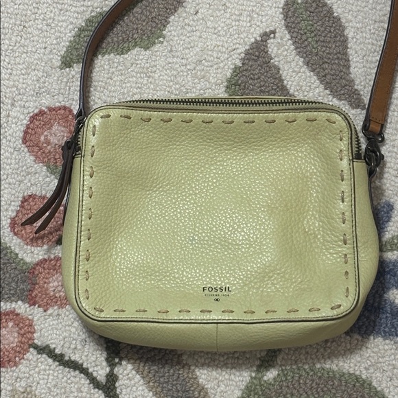 Fossil 1954 Yellow, brown Crossbody Bag, leather, vintage, Y2K, 90s - Picture 2 of 11